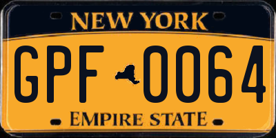NY license plate GPF0064