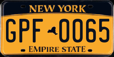 NY license plate GPF0065