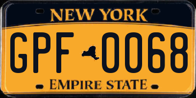 NY license plate GPF0068