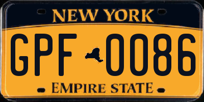 NY license plate GPF0086