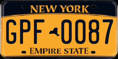 NY license plate GPF0087