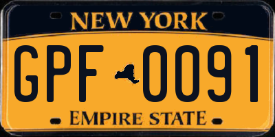 NY license plate GPF0091