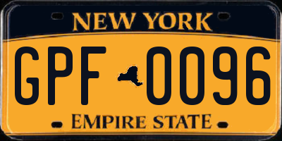 NY license plate GPF0096