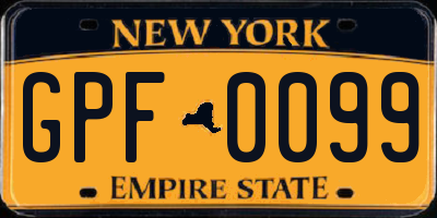 NY license plate GPF0099