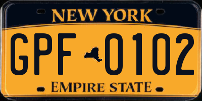 NY license plate GPF0102