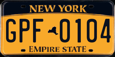 NY license plate GPF0104