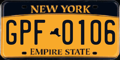 NY license plate GPF0106