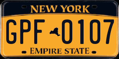 NY license plate GPF0107