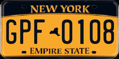NY license plate GPF0108