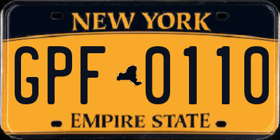 NY license plate GPF0110