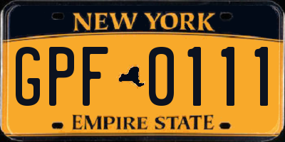 NY license plate GPF0111