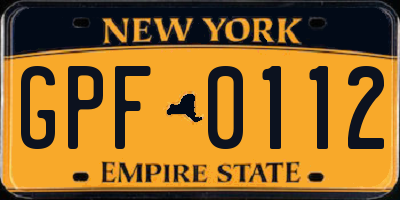 NY license plate GPF0112