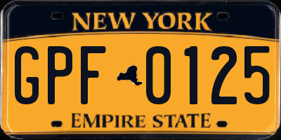 NY license plate GPF0125