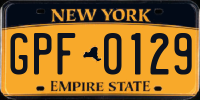 NY license plate GPF0129