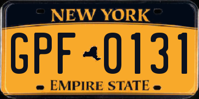 NY license plate GPF0131