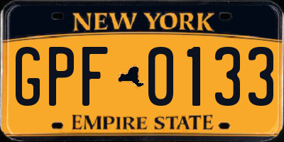 NY license plate GPF0133