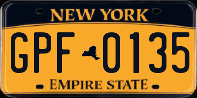 NY license plate GPF0135