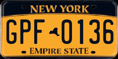 NY license plate GPF0136