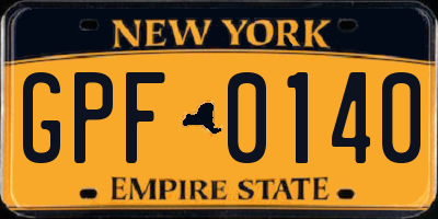 NY license plate GPF0140
