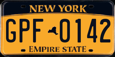 NY license plate GPF0142
