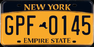 NY license plate GPF0145