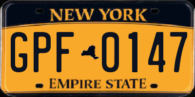 NY license plate GPF0147
