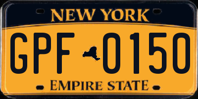 NY license plate GPF0150