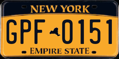 NY license plate GPF0151
