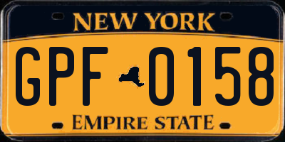 NY license plate GPF0158