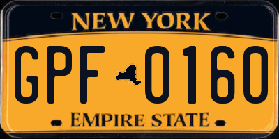 NY license plate GPF0160