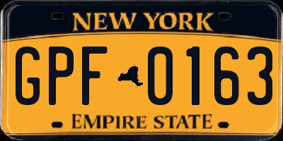NY license plate GPF0163