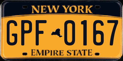 NY license plate GPF0167