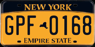 NY license plate GPF0168