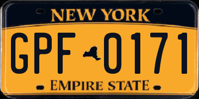 NY license plate GPF0171