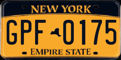 NY license plate GPF0175