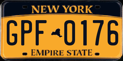 NY license plate GPF0176