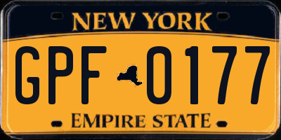 NY license plate GPF0177