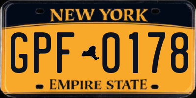 NY license plate GPF0178