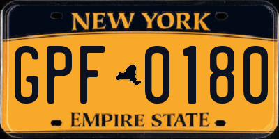 NY license plate GPF0180