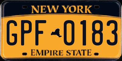 NY license plate GPF0183