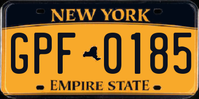 NY license plate GPF0185