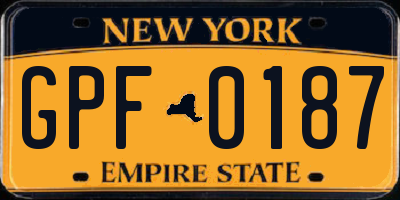 NY license plate GPF0187