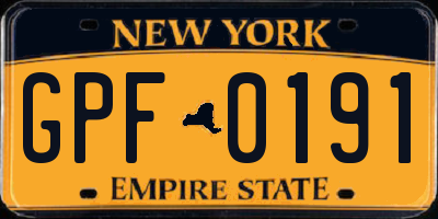 NY license plate GPF0191