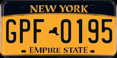 NY license plate GPF0195