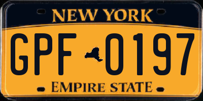 NY license plate GPF0197