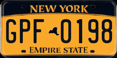 NY license plate GPF0198