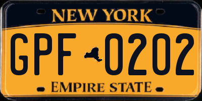 NY license plate GPF0202
