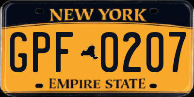 NY license plate GPF0207