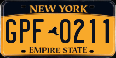 NY license plate GPF0211
