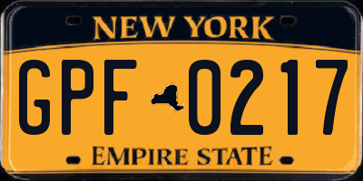 NY license plate GPF0217